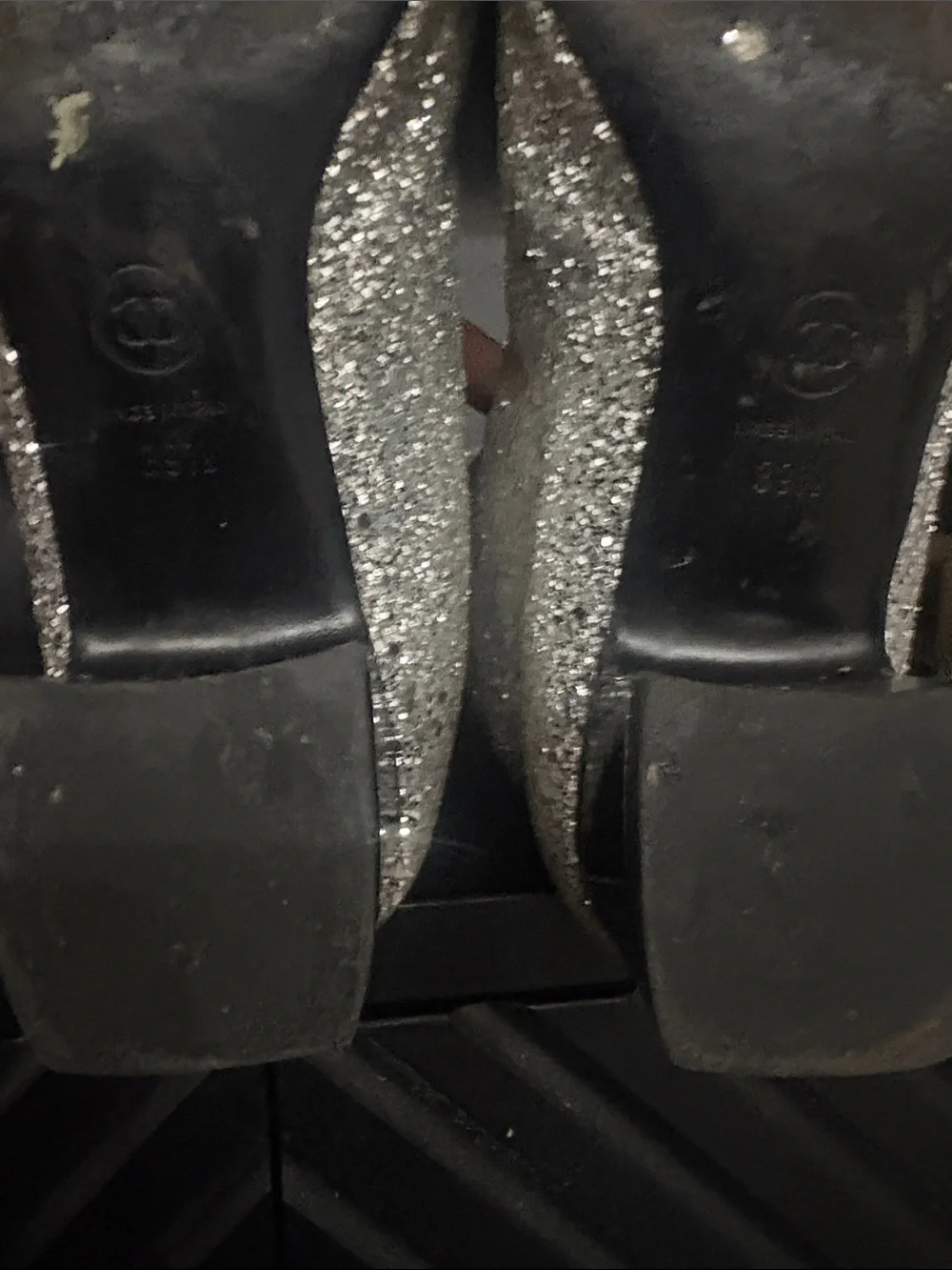 CHANEL AW 2017 Iconic Silver Glitter Black Patent Leather Boot
